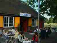 The questionable Cafe Bar structure next to the Bandstand. Front view.